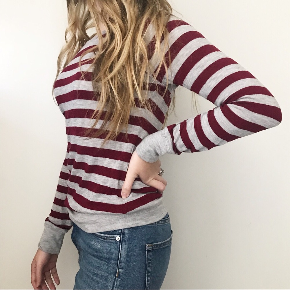 Grey and red stripped long sleeve